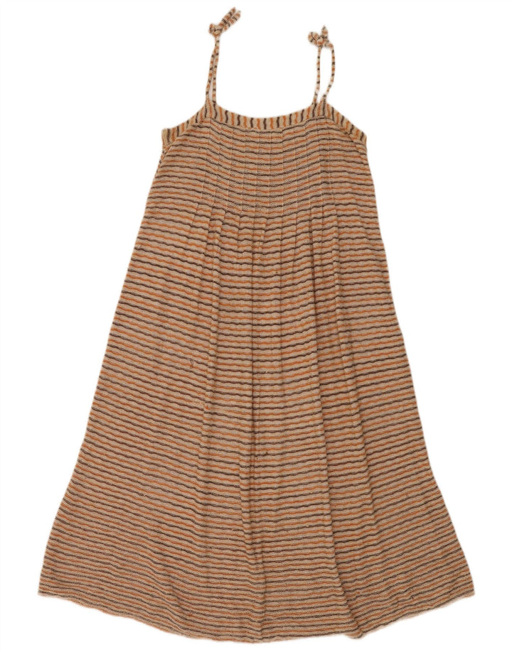 Vestido feminino vintage de malha deslizante UK 12 médio listrado multicolorido