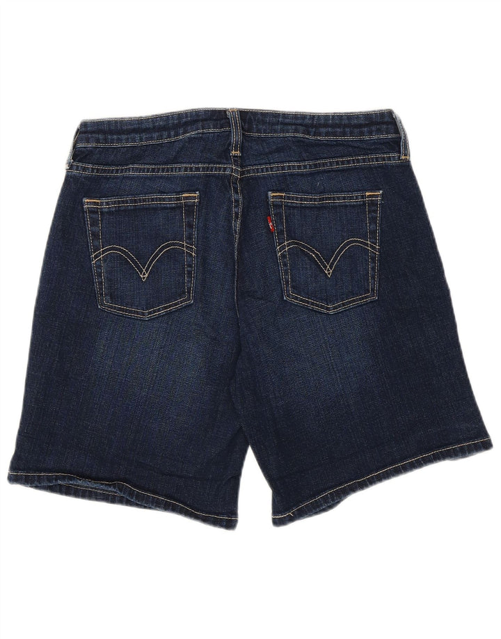 Shorts jeans feminino 545 Levi's US 4 pequeno W28 algodão azul marinho