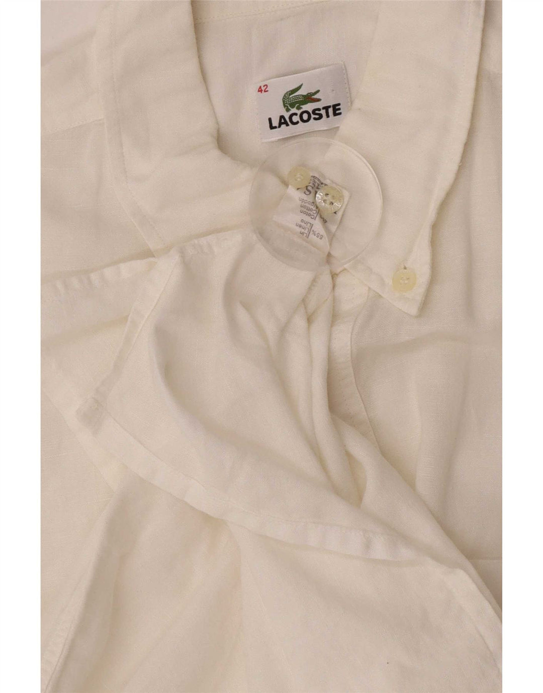 Pulôver masculino de manga curta Lacoste tamanho 42 grande linho branco