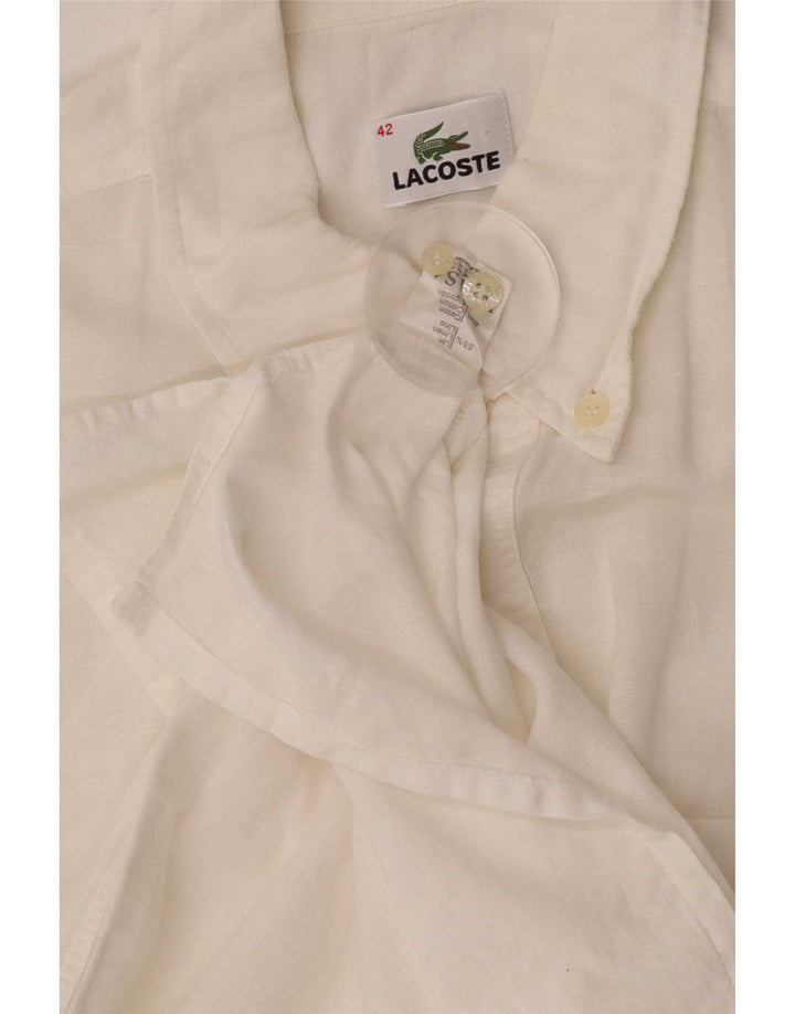 Pulôver masculino de manga curta Lacoste tamanho 42 grande linho branco
