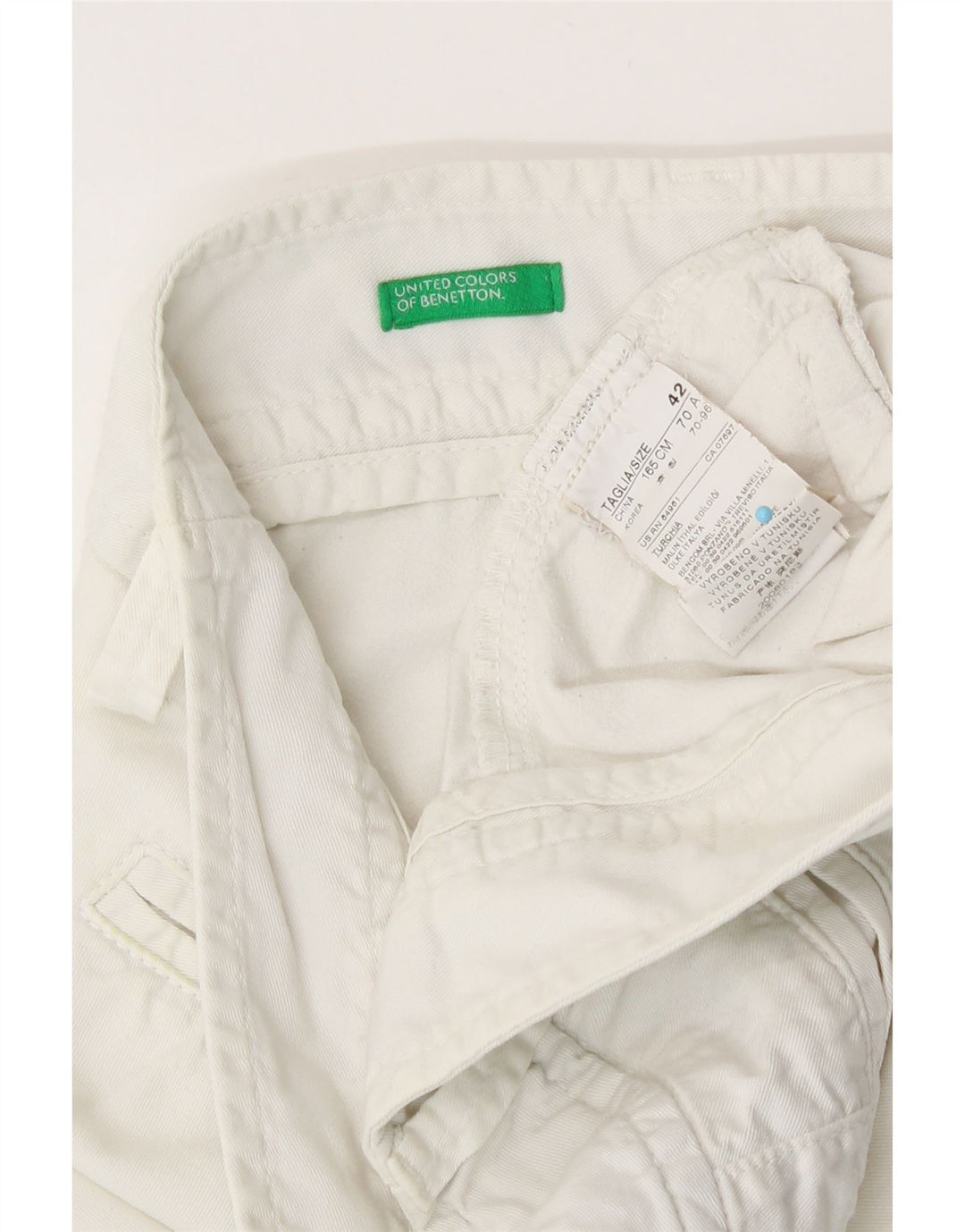 Shorts Chino Feminino Benetton IT 42 Médio W30 Algodão Branco