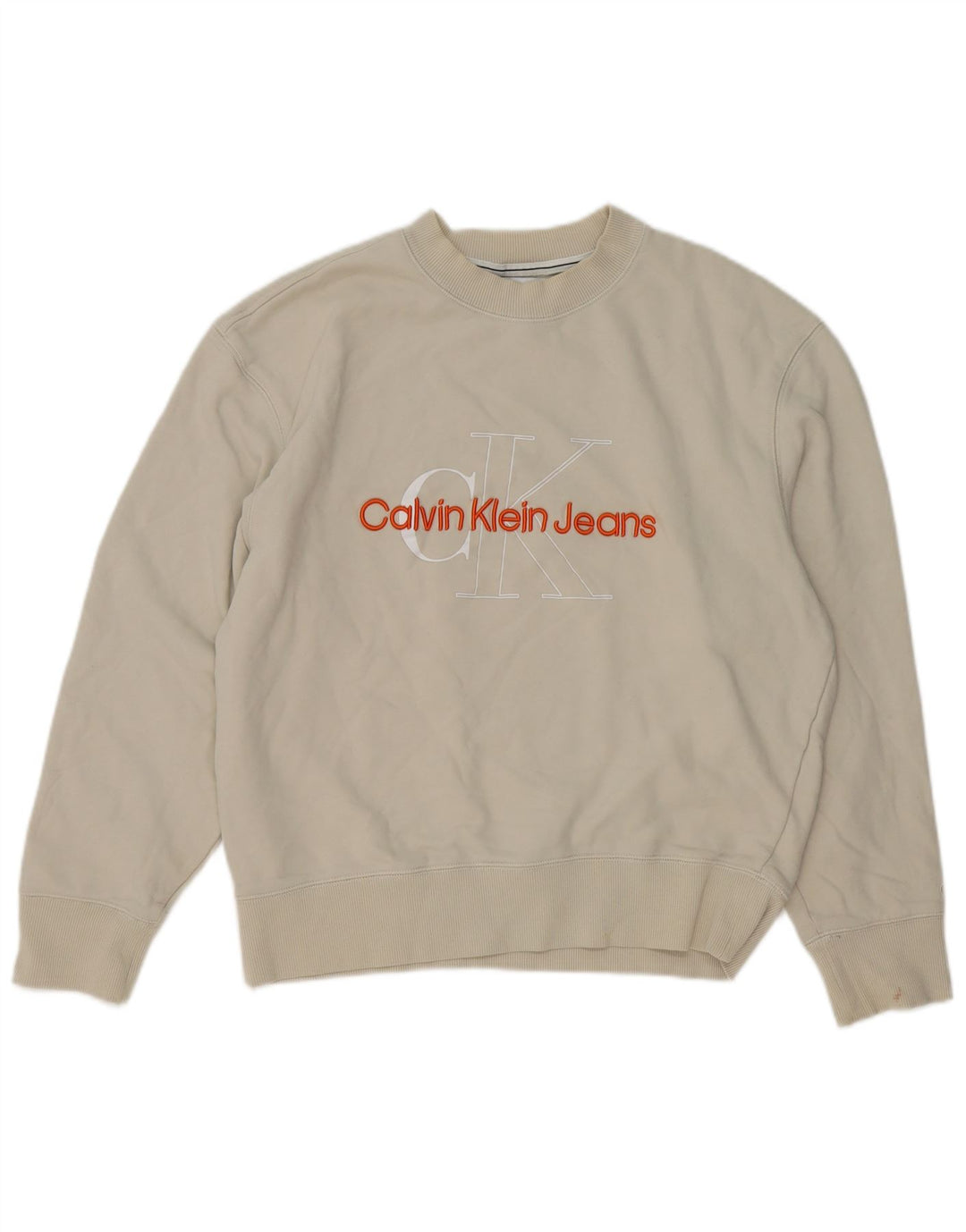 Calvin Klein Jeans Masculino moletom gráfico jumper médio off white algodão