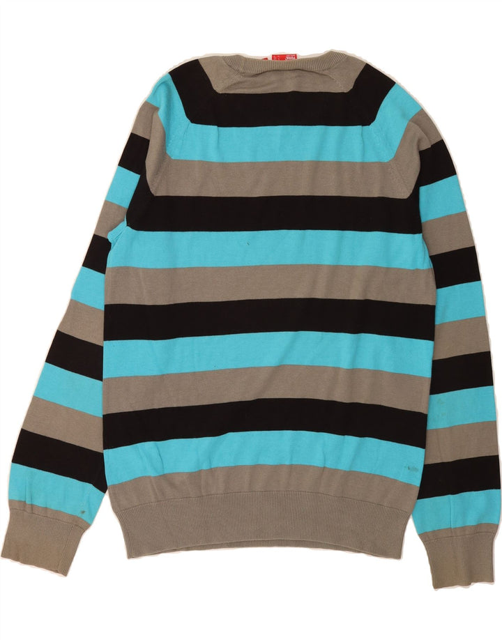 PUMA Mens Crew Neck Jumper Sweater XL Blue Striped Cotton Vintage Puma and Second-Hand Puma from Messina Hembry 
