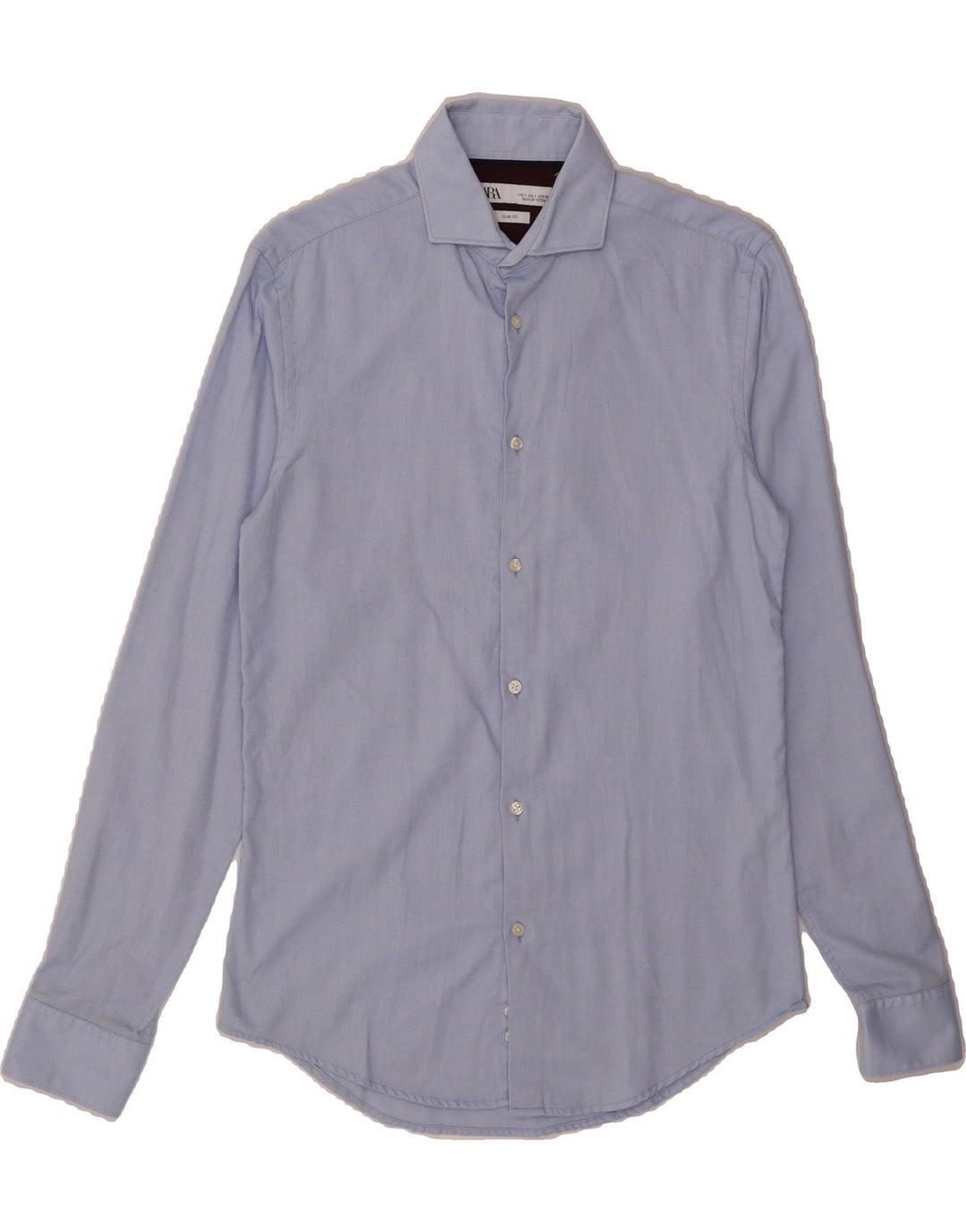 ZARA Mens Slim Fit Shirt Small Blue Cotton Vintage Zara and Second-Hand Zara from Messina Hembry 
