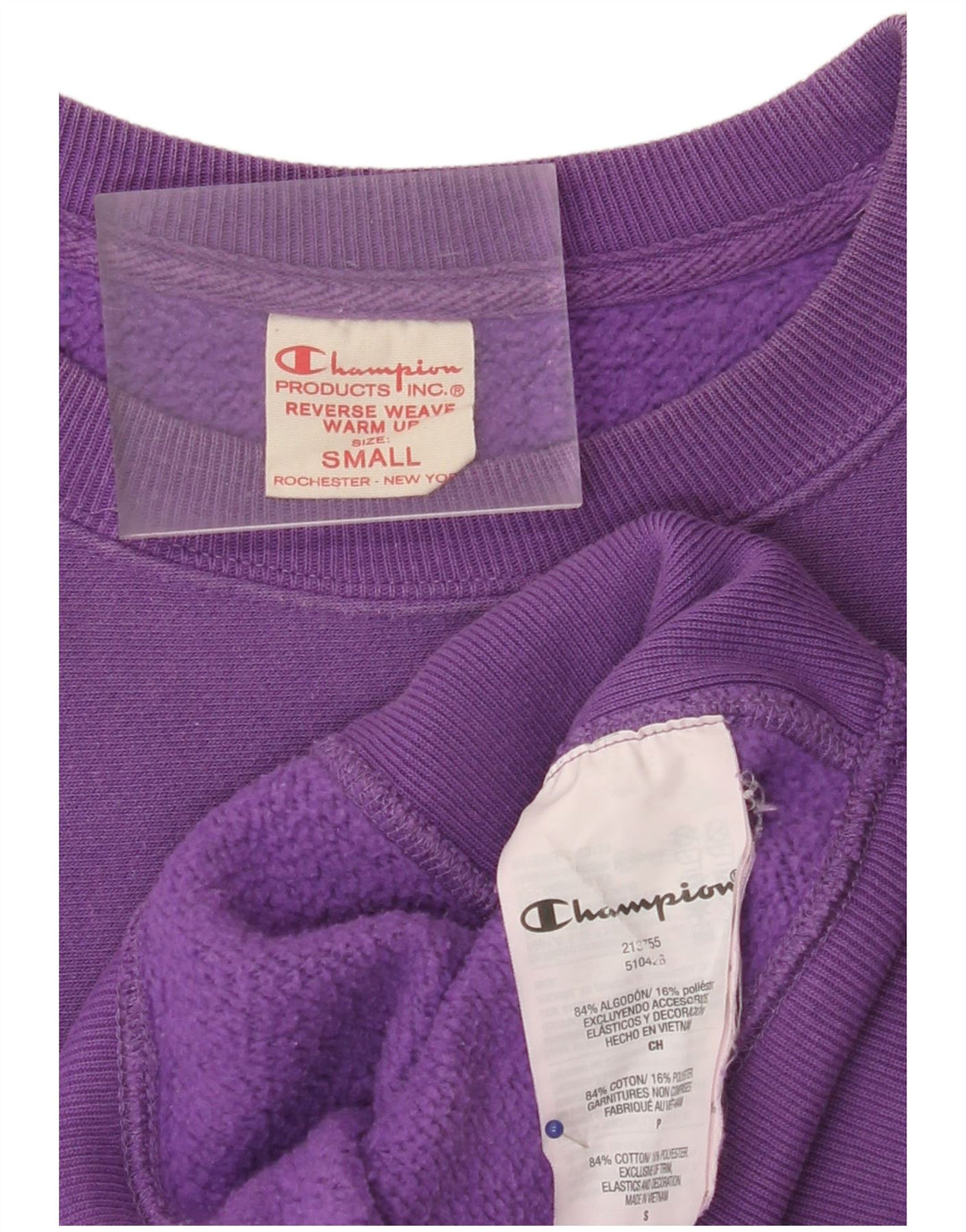 CAMPEÃO Masculino Reverse Weave Gráfico Suéter Pequeno Algodão Roxo