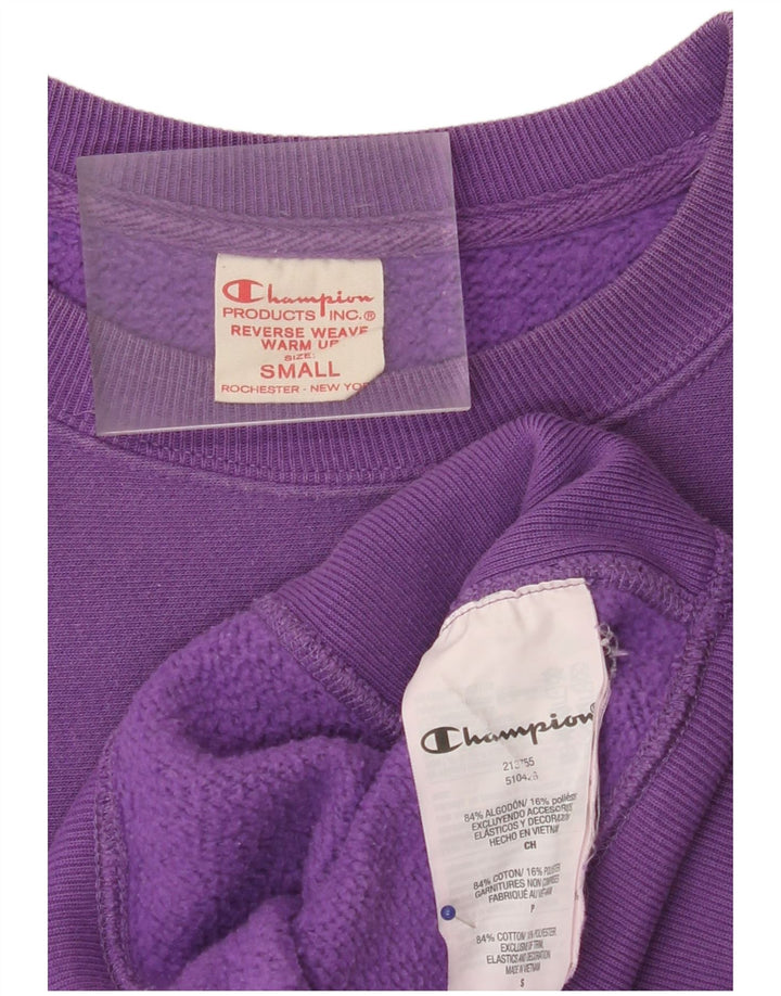 CAMPEÃO Masculino Reverse Weave Gráfico Suéter Pequeno Algodão Roxo