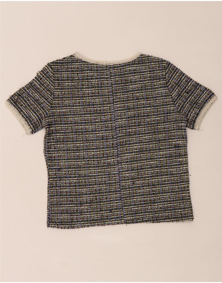 Camiseta feminina Zara Crop Top UK 12 poliéster xadrez médio multicolorido