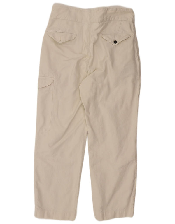 Calça cargo masculina vintage IT 46 pequena W30 L25 algodão branco