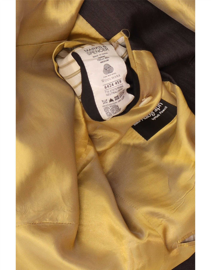 Jaqueta blazer masculina Marks & Spencer Autograph 1 botão Reino Unido 40 cinza médio