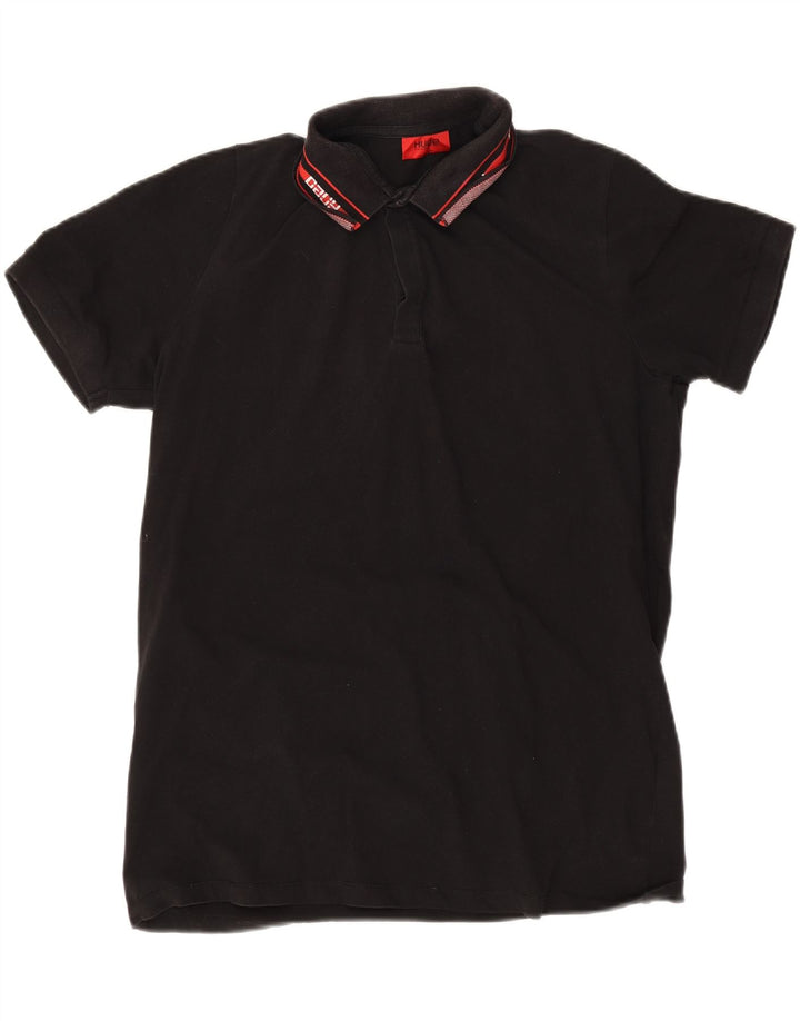 Camisa polo masculina Hugo Boss grande algodão listrado preto