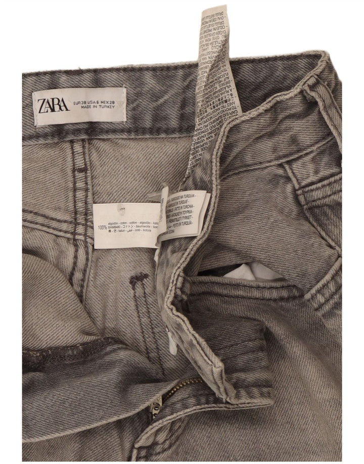 Calça jeans feminina Zara de perna larga EU 38 médio W28 L33 algodão cinza