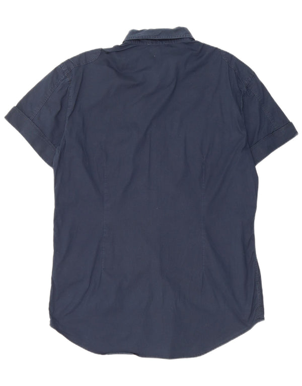 Camisa feminina Gaudi de manga curta grande algodão azul marinho