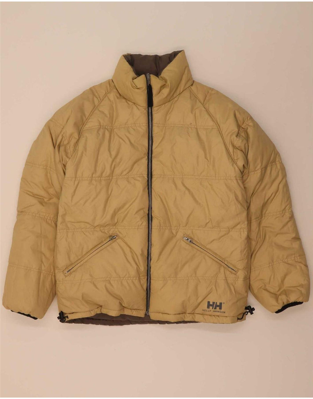 Jaqueta acolchoada reversível masculina Helly Hansen Reino Unido 38 nylon marrom médio
