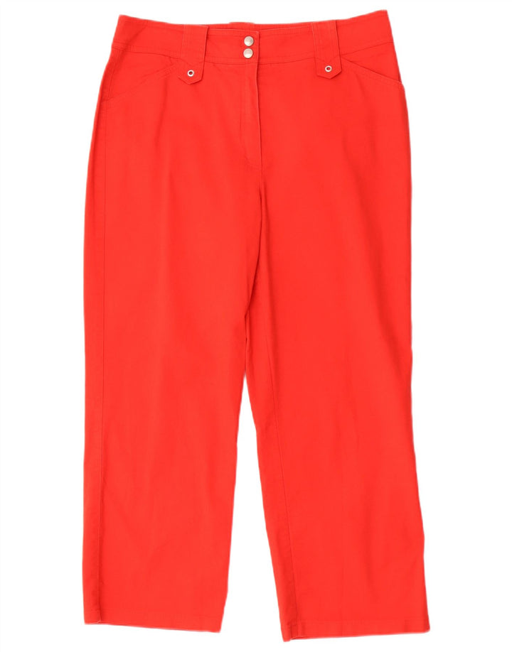 Calça feminina cortada reta Roxy EU 40 médio W30 L23 algodão vermelho