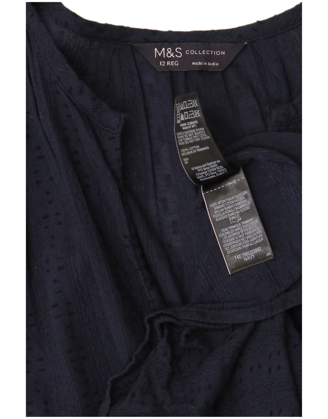 Vestido feminino Marks & Spencer em camadas Reino Unido 12 algodão azul marinho médio