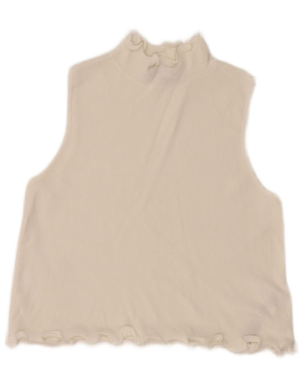Zara Womens Crop Vest Top UK 10 Pequeno Viscose Branca
