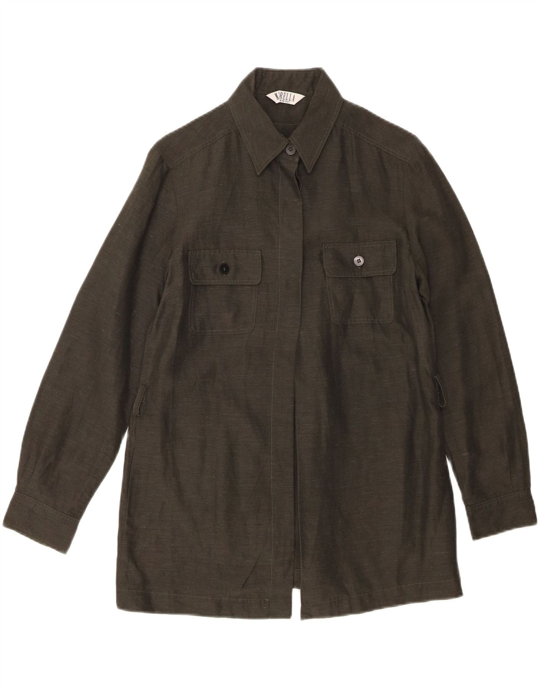 Camisa feminina Marella UK 8 pequena linho cáqui