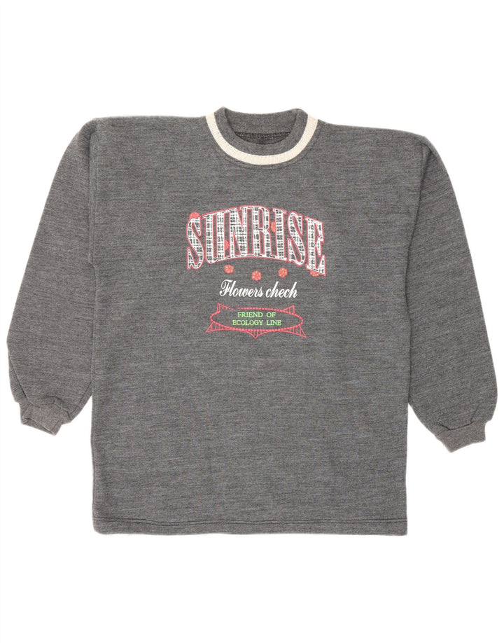 Suéter gráfico feminino vintage UK 12 cinza médio