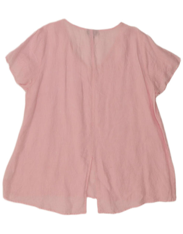 Blusa feminina Marks & Spencer Autograph Oversized Top Reino Unido 18 XL linho rosa