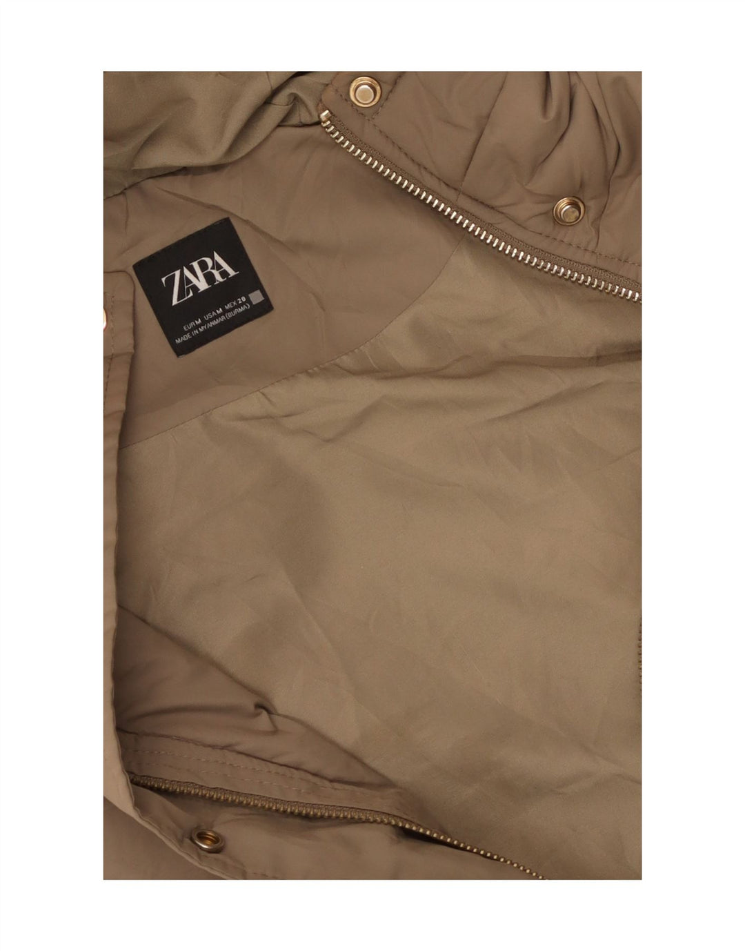 Zara Casaco feminino acolchoado com capuz e sem mangas Reino Unido 14 Médio Bege