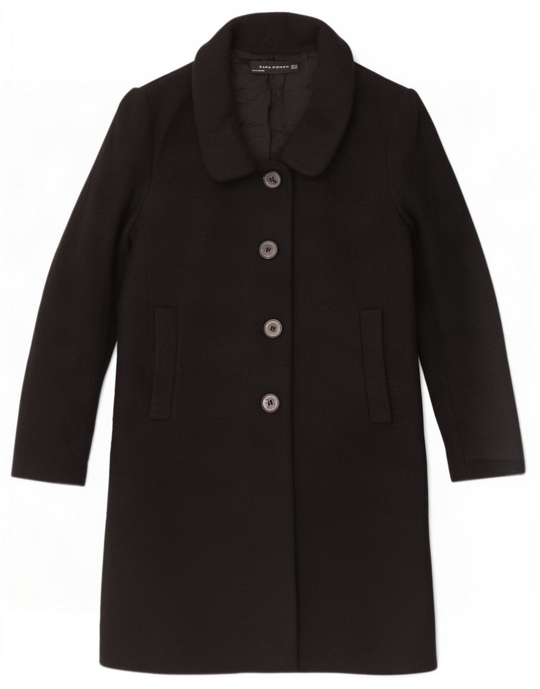 Sobretudo feminino Zara UK 6 XS lã preta