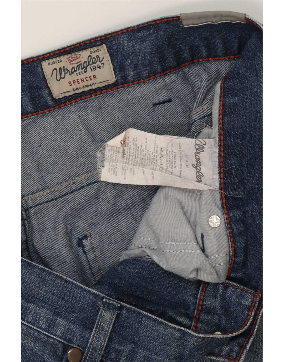 Wrangler Masculino Spencer Straight Jeans W34 L32 Azul Algodão