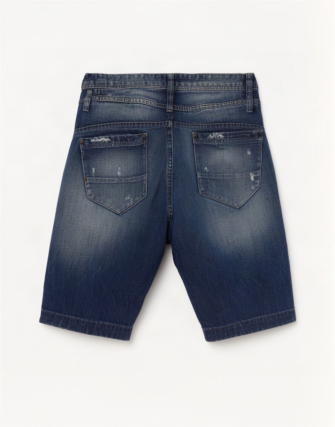 Shorts jeans masculinos Jack & Jones desgastados médio W32 algodão azul