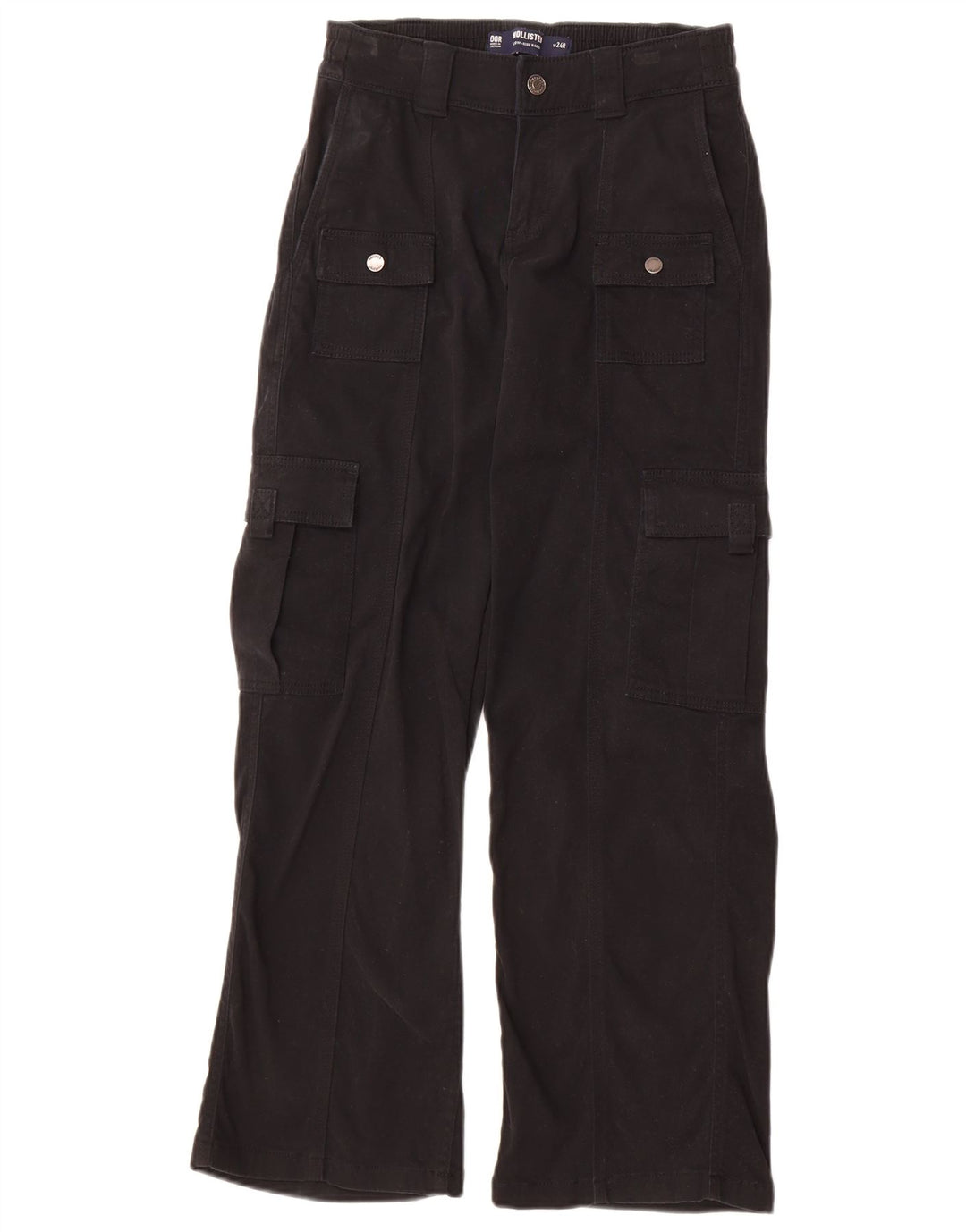 Calça cargo feminina HOLLISTER folgada cintura baixa W24 L30 algodão preto