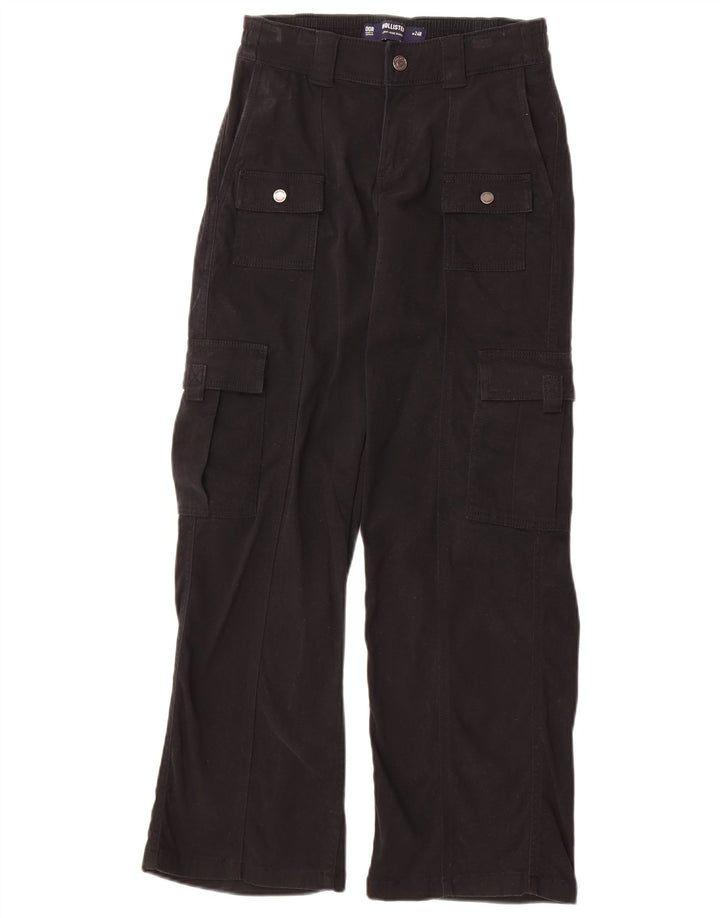 Calça cargo feminina HOLLISTER folgada cintura baixa W24 L30 algodão preto