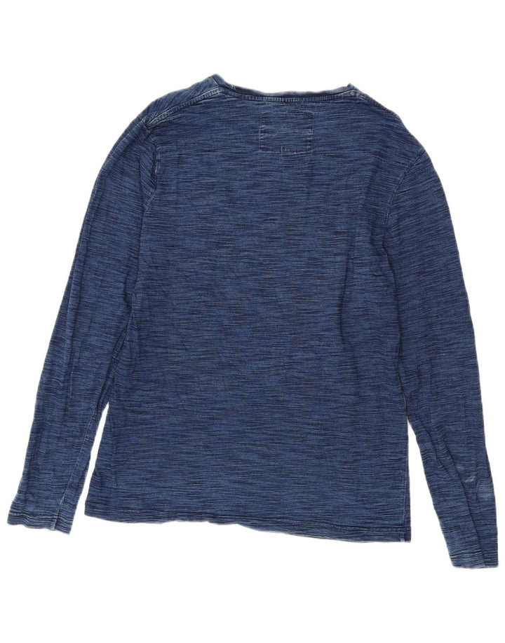 JACK WILLS Top masculino de manga comprida grande algodão manchado azul marinho