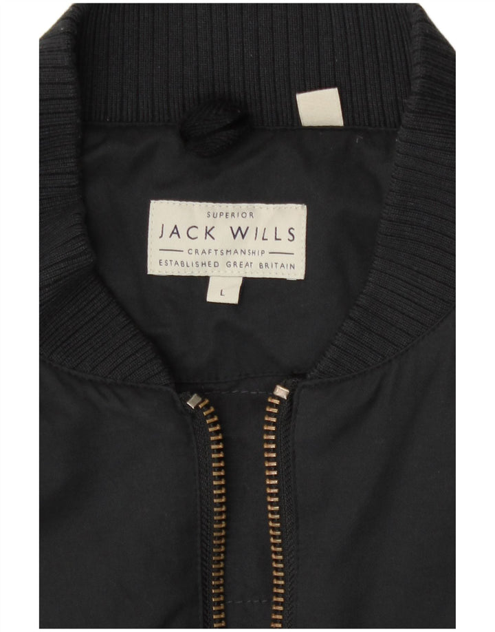Jaqueta bomber masculina Jack Wills Reino Unido 40 grande algodão preto