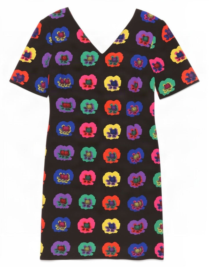 Vestido bainha feminino Laurel EU 40 médio preto floral seda