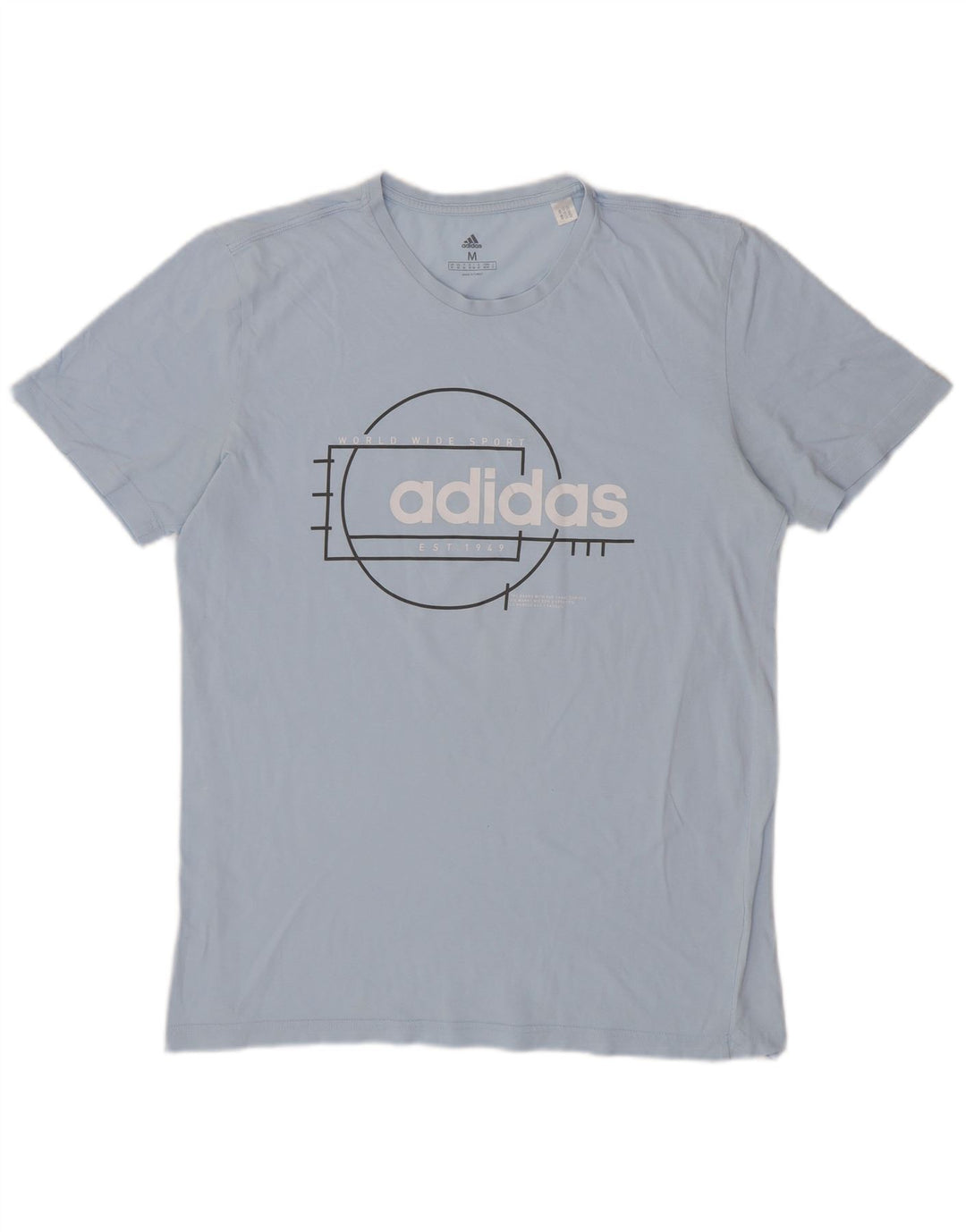 ADIDAS Mens Graphic T-Shirt Top Médio Azul