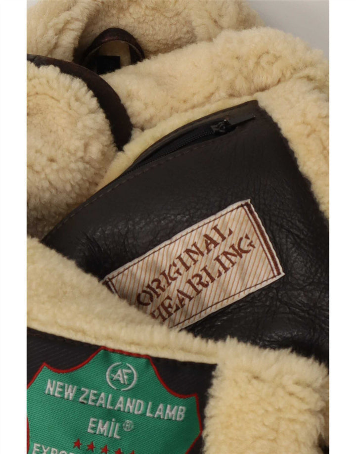Jaqueta masculina vintage shearling tamanho 52 XL marrom