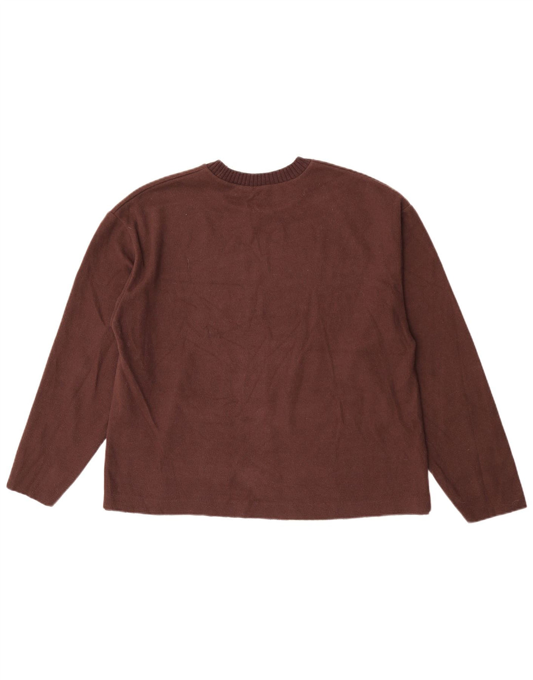 Zara Suéter feminino com gola canoa e gola redonda Reino Unido 16 grande poliéster marrom