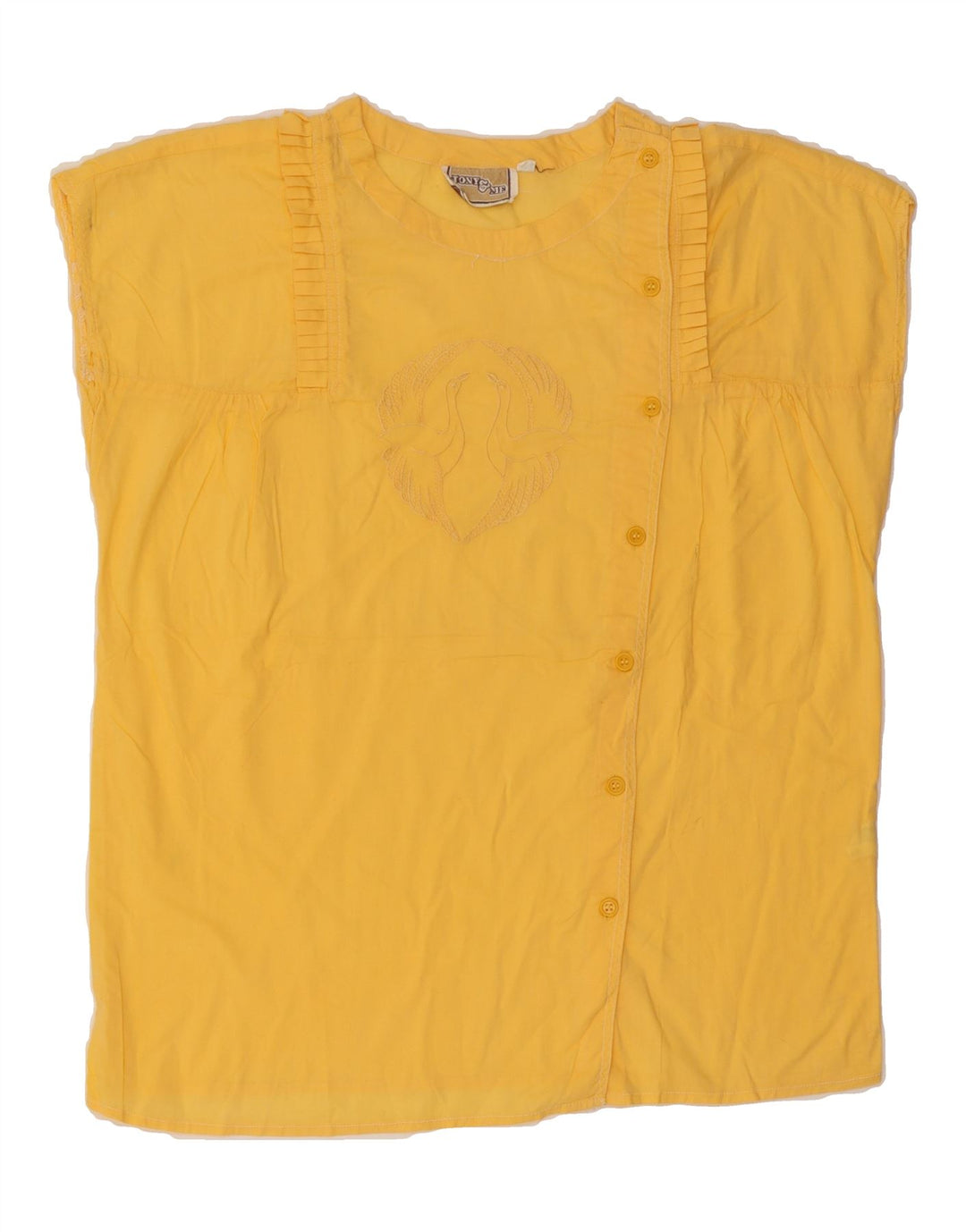 VINTAGE Womens Sleeveless Shirt Blouse IT 46 Large Yellow Cotton Vintage Vintage and Second-Hand Vintage from Messina Hembry 