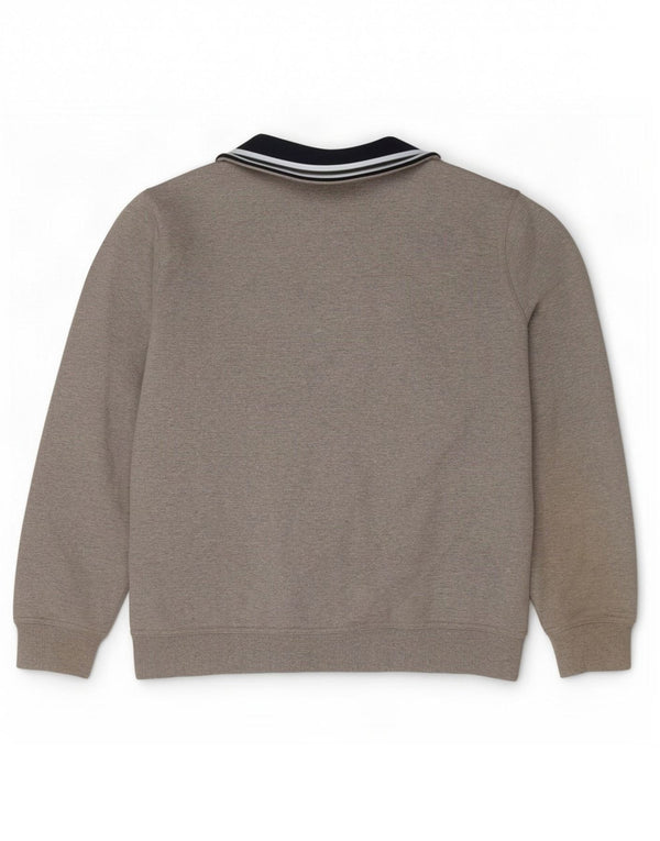 Crew Clothing Mens Zip Neck Moletom Jumper Grande Algodão Cinza