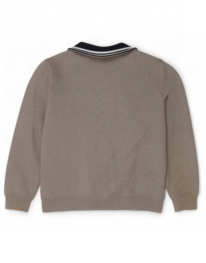 Crew Clothing Mens Zip Neck Moletom Jumper Grande Algodão Cinza