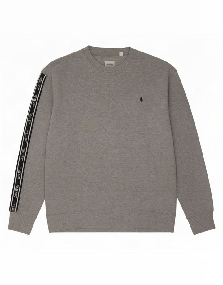 Jack Wills moletom gráfico masculino jumper grande cinza colorblock algodão