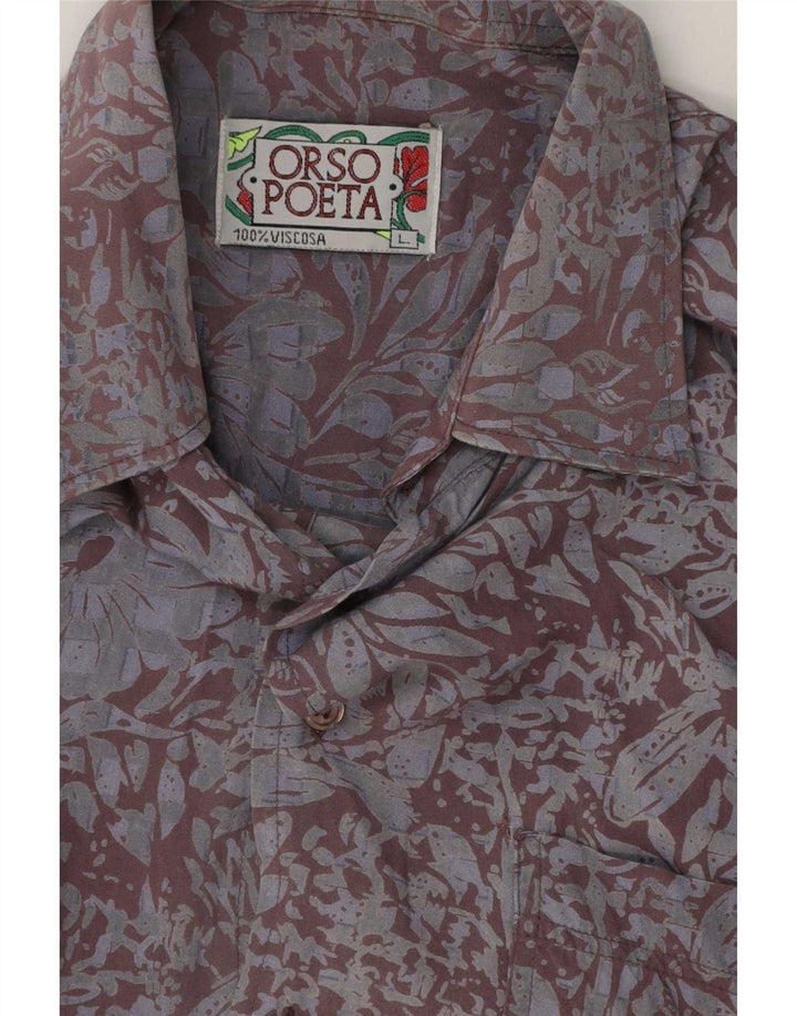 Camisa masculina Orso Poeta grande viscose floral cinza