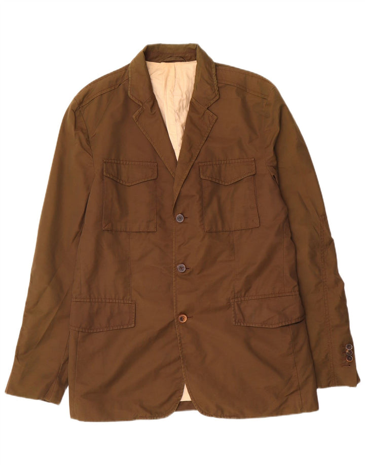 Jaqueta blazer masculina Massimo Dutti com 3 botões UE 52 grande algodão marrom