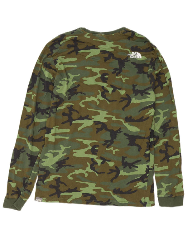 The North Face Mens Top Manga Longa Pequeno Algodão Camuflado Verde