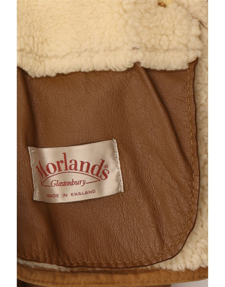 Jaqueta masculina Morlands Double Breasted Shearling UK 36 pequena marrom