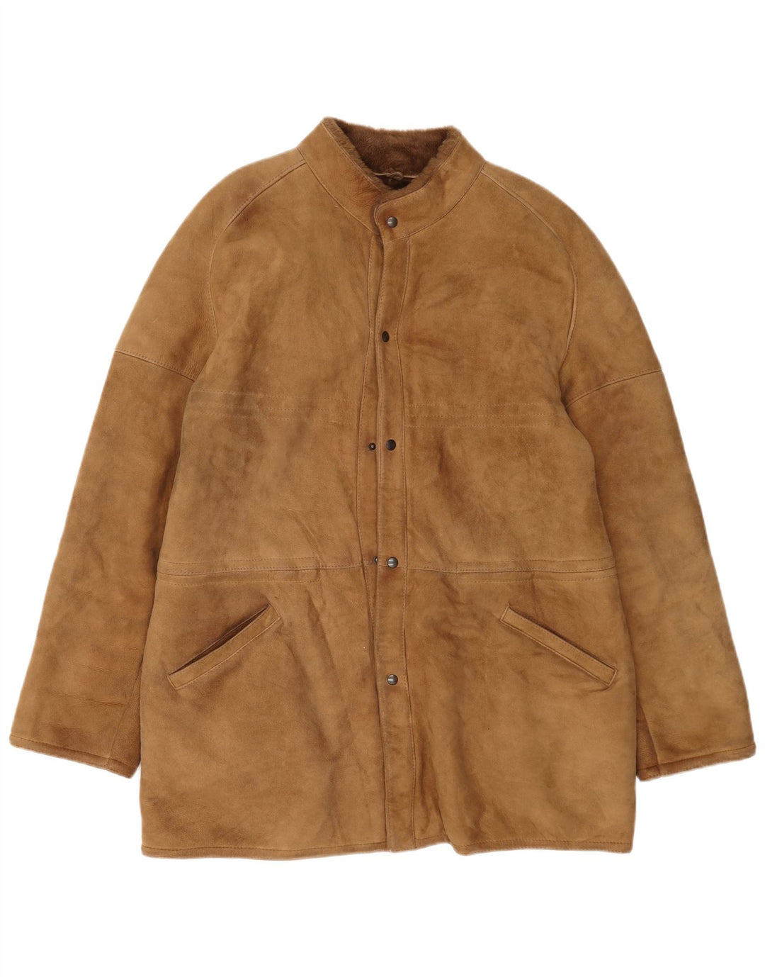 Sobretudo masculino vintage de shearling IT 54 2XL bege
