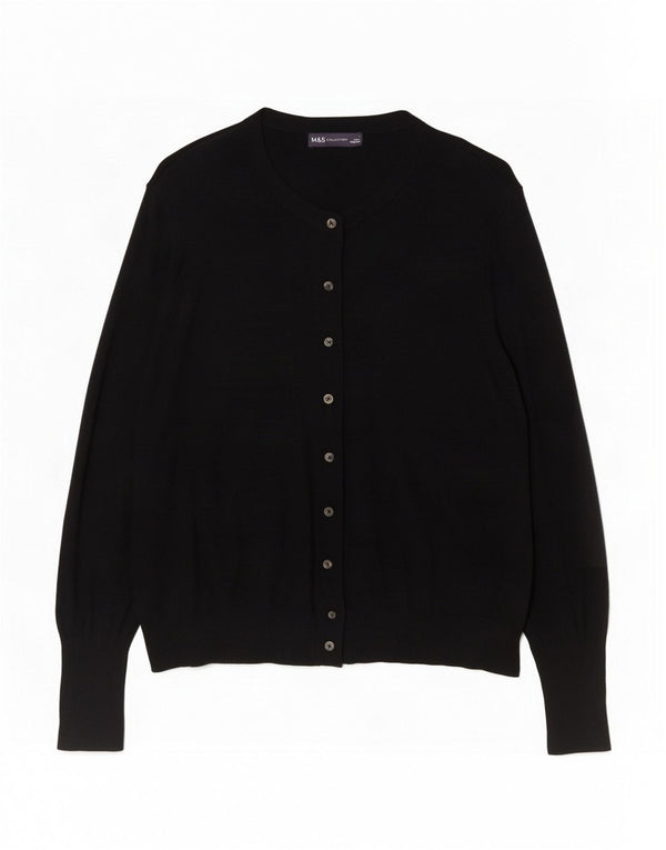 Suéter cardigã feminino Marks & Spencer UK 20 2XL viscose preta