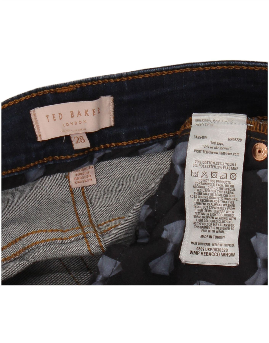 Calça jeans skinny feminina TED BAKER W28 L27 algodão azul marinho