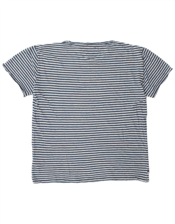 Camiseta masculina Tommy Hilfiger Top médio algodão listrado azul marinho