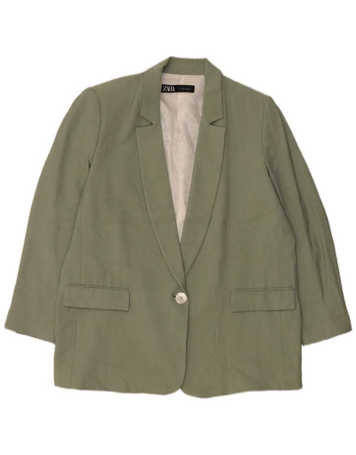 Jaqueta blazer feminina Zara com 1 botão UK 18 XL verde modal