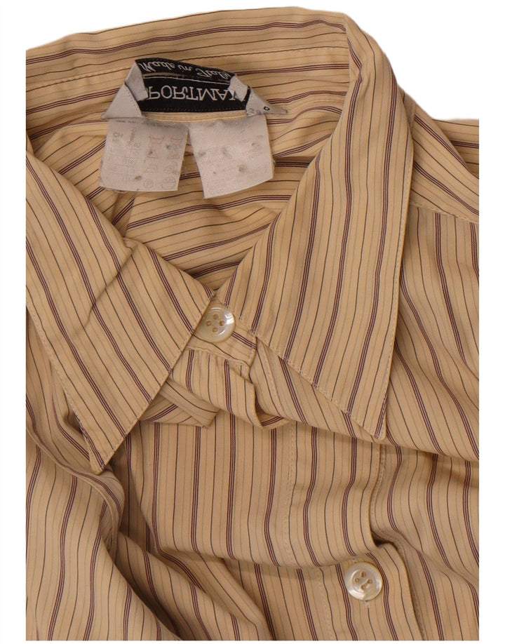 Camisa feminina Sportmax UK 14 grande listrada bege