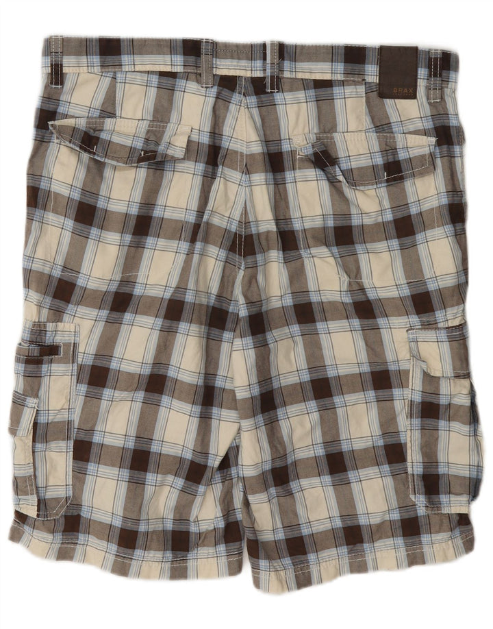 Shorts cargo masculino Brax W36 grande algodão xadrez bege